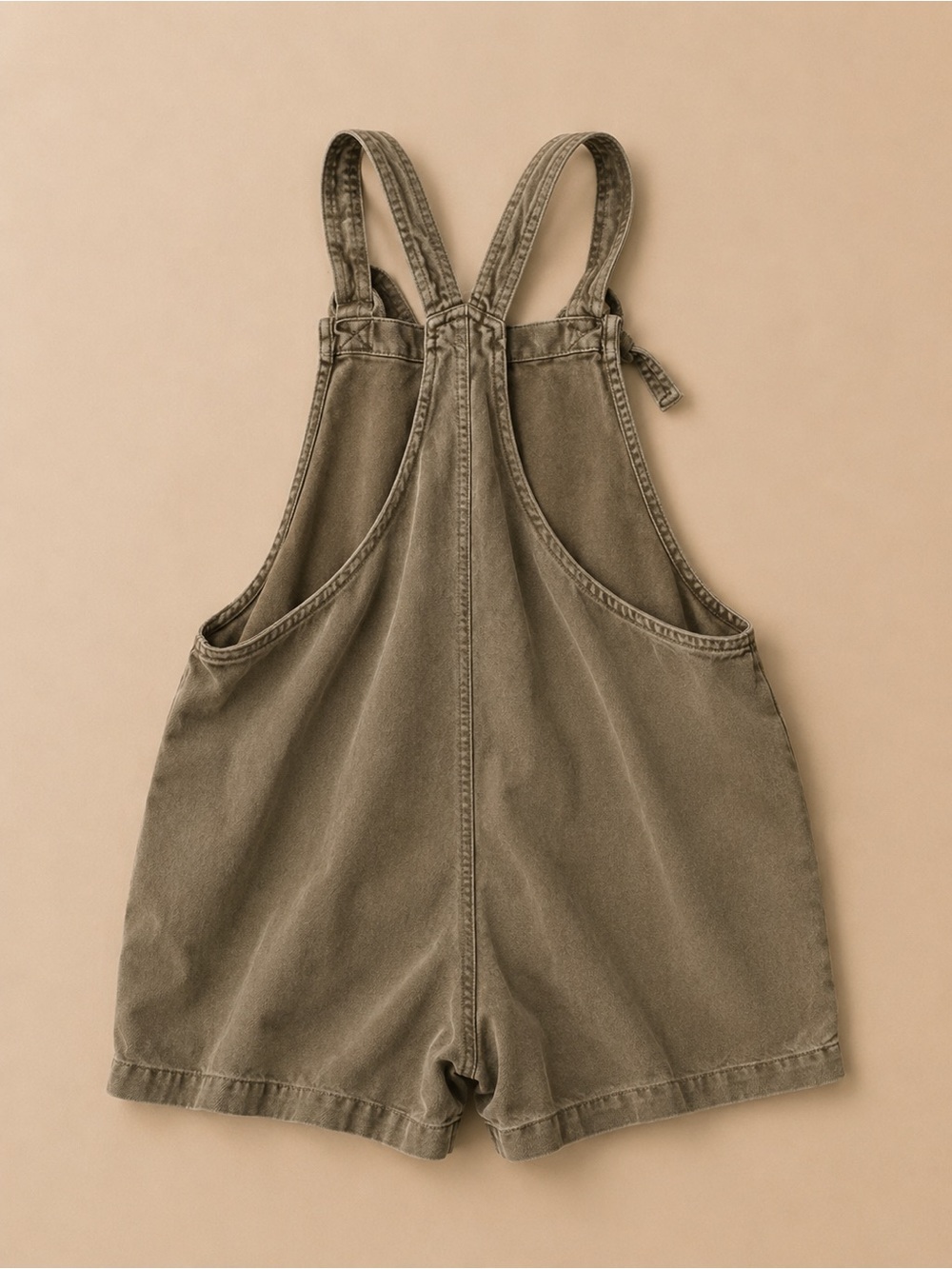 Aerie Denim Short Overalls Romper Brown Olive Size S/M - Picture 2 of 2